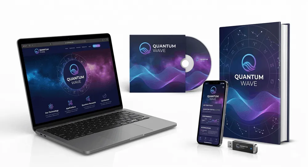 Complete Quantum Wave package: digital audio program on laptop and phone, audio CD, USB drive and program book